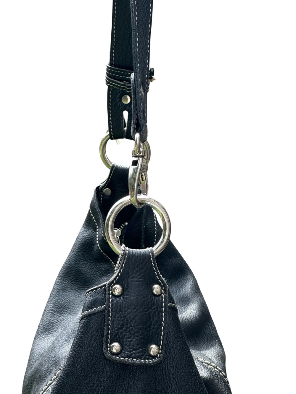 Vintage Roots Black Leather Slouchy Hobo Crossbody Bag - Picture 4 of 16